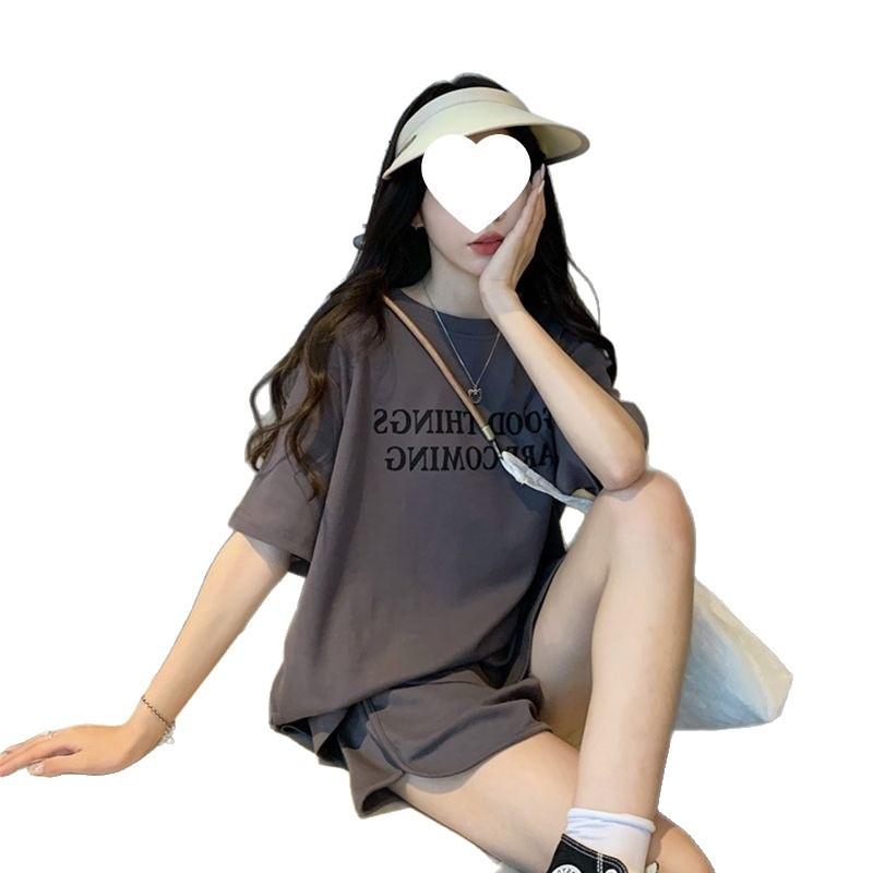 Sports Suit for Female Summer Students Korean Style Loose Fashion Short-sleeved Shorts Casual Running Two-piece Set