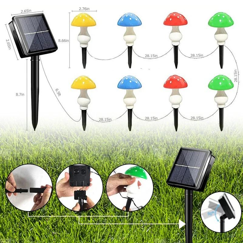 RGB Solar Mushroom Light Solar Garden Stake Light 8 Modes Waterproof Mushroom Solar Light For Garden Landscape Christmas Decor