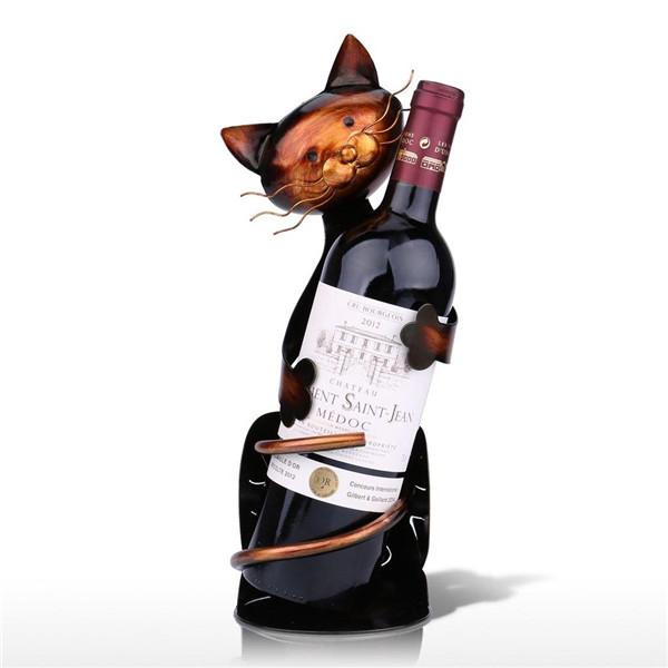 TOOARTS Cat Shaped Wine Holder Wine Shelf Metal Sculpture