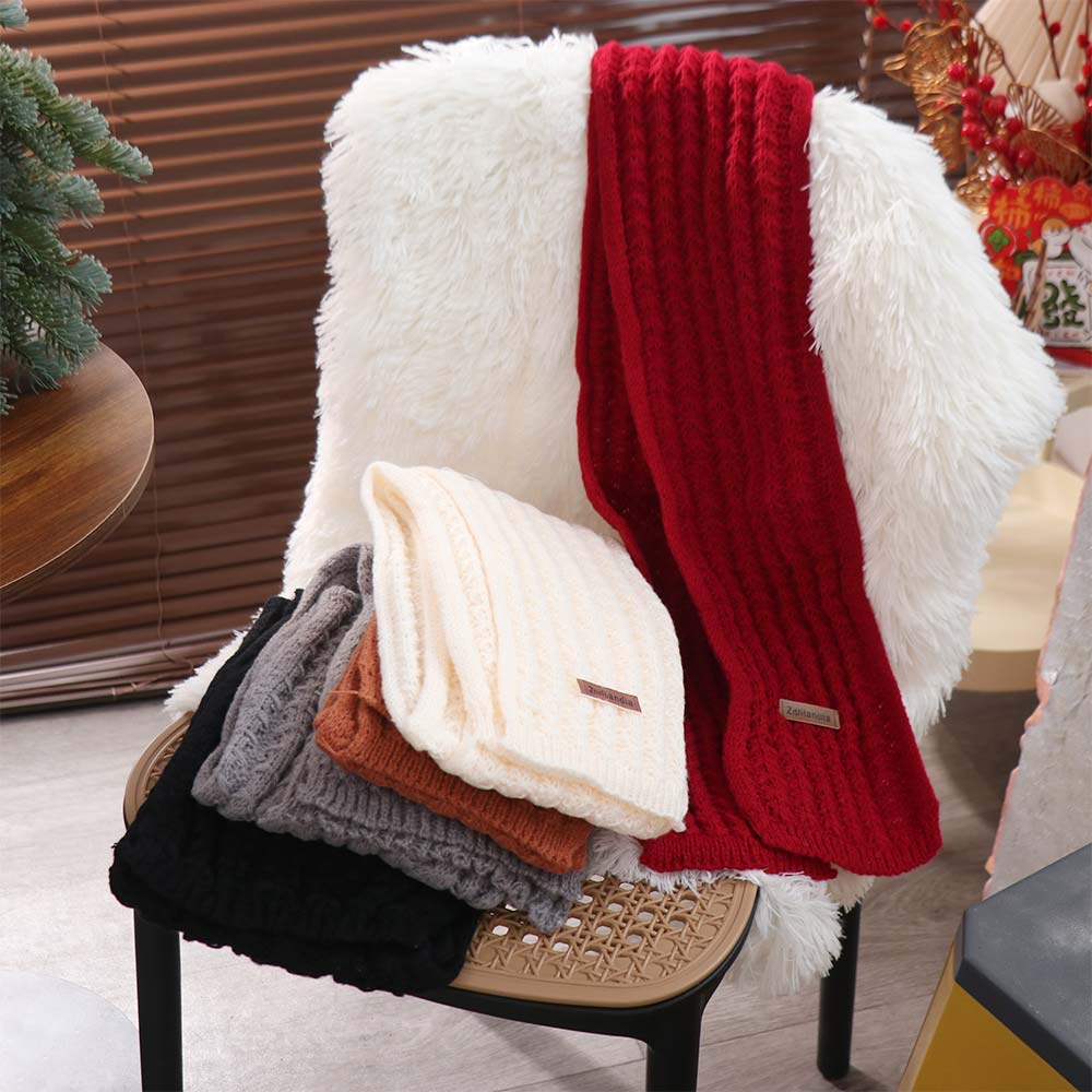 Casual Winter Knitted Scarves Korean Style Men Women Scarf Fashion Solid Color Knit Scarf  Gifts