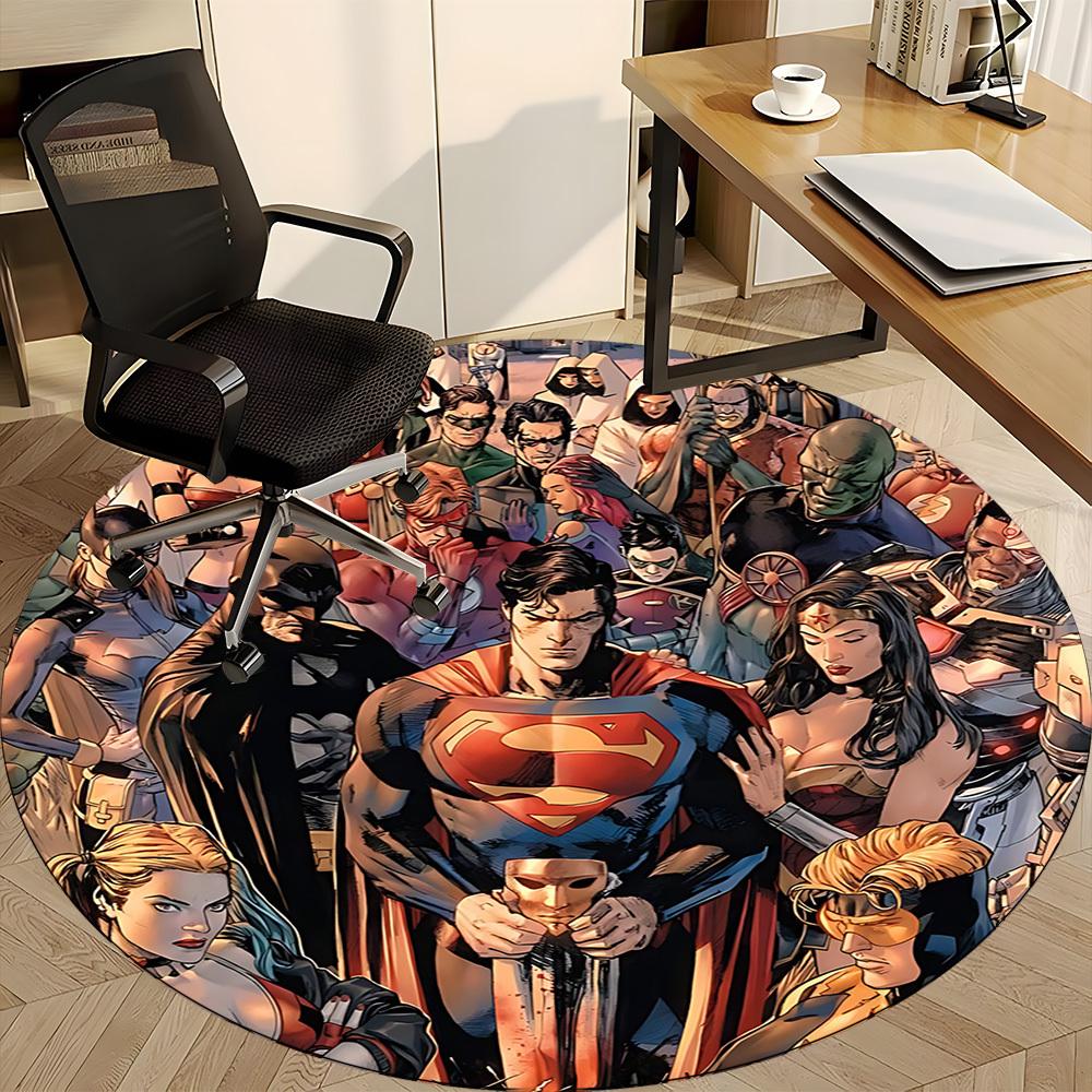 1pc Superheroes Justice Office Round Area Rug, Under Office Chairs Bedroom Living Room Home Decor, Room Deco, Available in Various Sizes