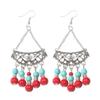 Bohemian fringed turquoise earrings retro ethnic style earrings personality temperament ear jewelry