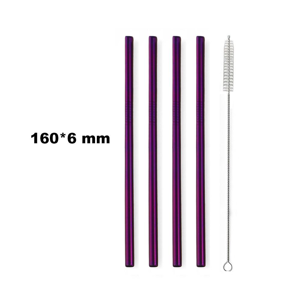 Fruit Juice Straws Mini 160mm Short Rainbow Stainless Steel Metal Straws Straight Bend Reusable Drinking Small 4Straw 1prush