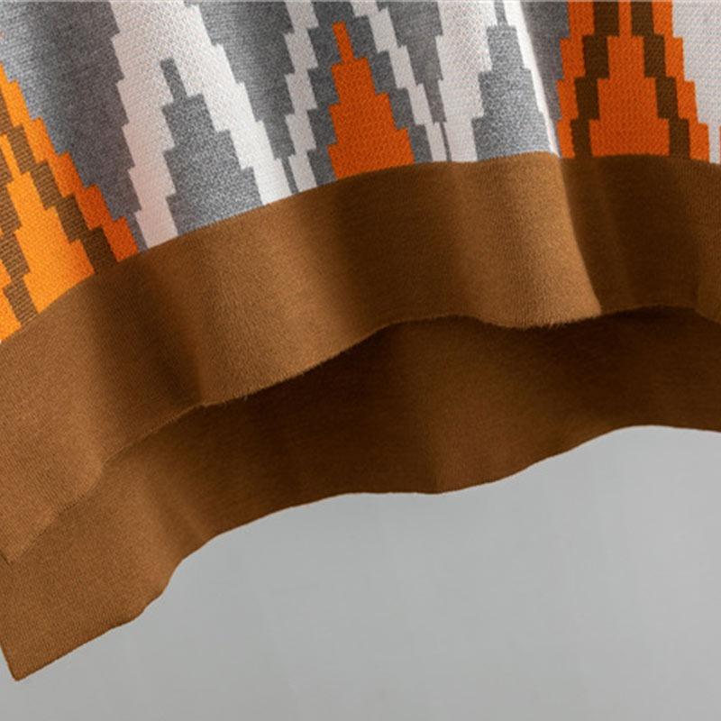 Causal Contrasting Color Knitted Trousers Suit Women Autumn Winter Loose Long Sleeve Sweater Wide Leg Pants Outfits Two Piece Set