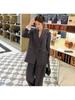 Japanese Korean Style Women's Plus Size Wide-Leg Pants Two-Piece Suit - Casual Spring/Autumn Wear
