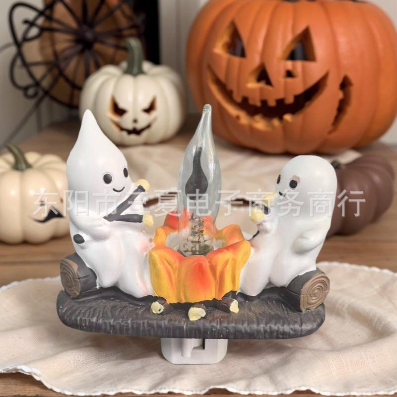 

120 В Хэллоуинский атмосферный светильник в виде призрака, домашнее украшение, светильник в виде пламени, смоляная фигурка призрака
