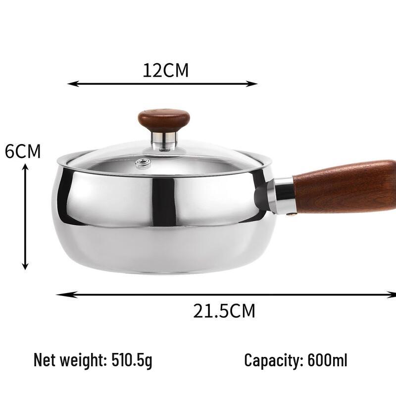 

ZISIZ 316L Stainless Steel Saucepan with Wooden Handle