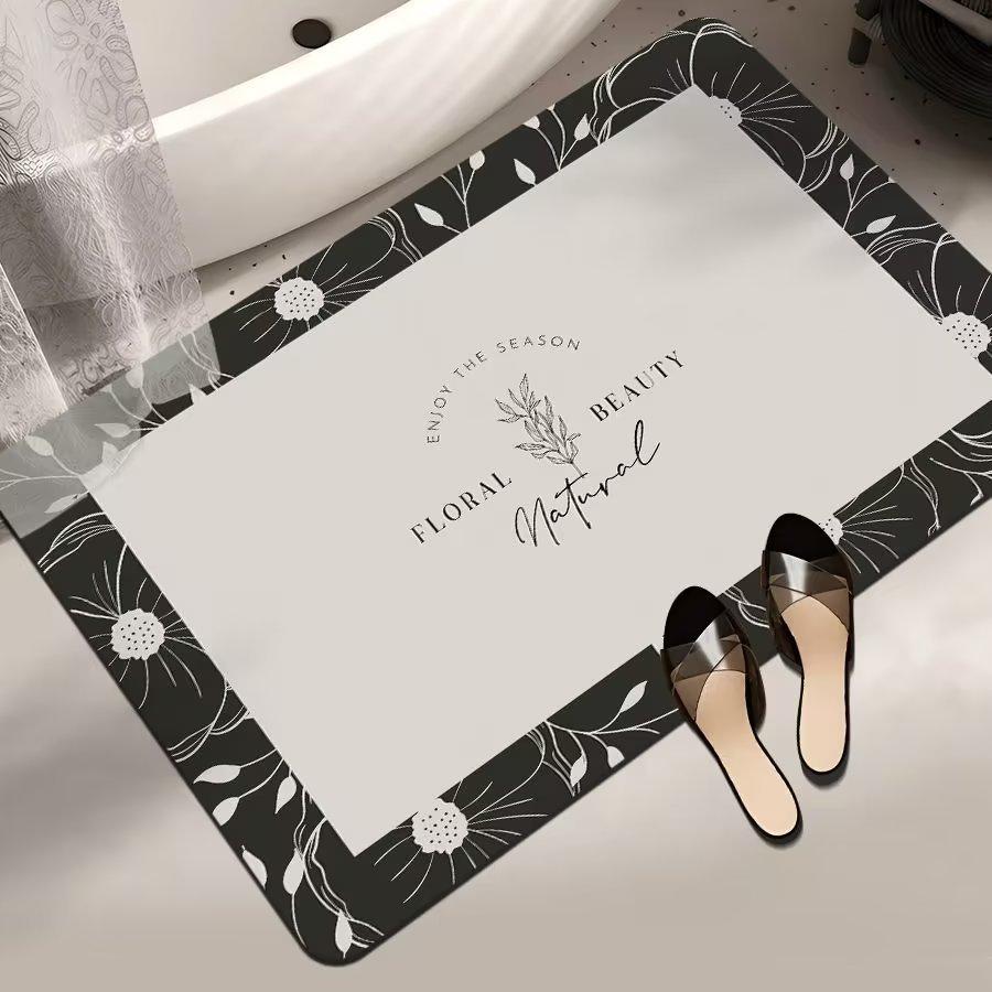 Thickened Bathroom Absorbent Floor Mat, Household Bathroom Door Mat, Non-slip Quick-drying Foot Pad, Door-to-door Mat Can Be Cut