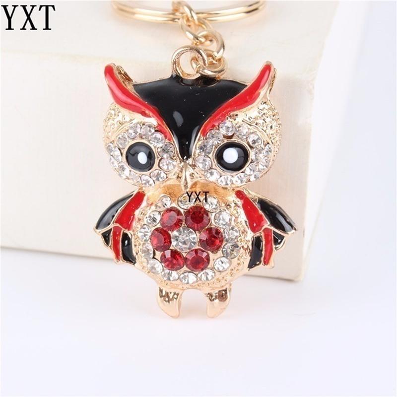 

Симпатичные сова кристалл брелки кольца для женщин горный хрусталь кошелек сумка подвеска подвеска для автомобиля брелки чёрный