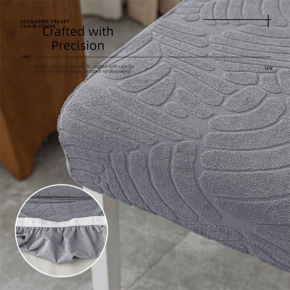 High-elastic Dining Chair Cover Jacquard Dust-proof Stool Slipcover Anti-slip Soft Integrated Seat Cover for Home Decoration