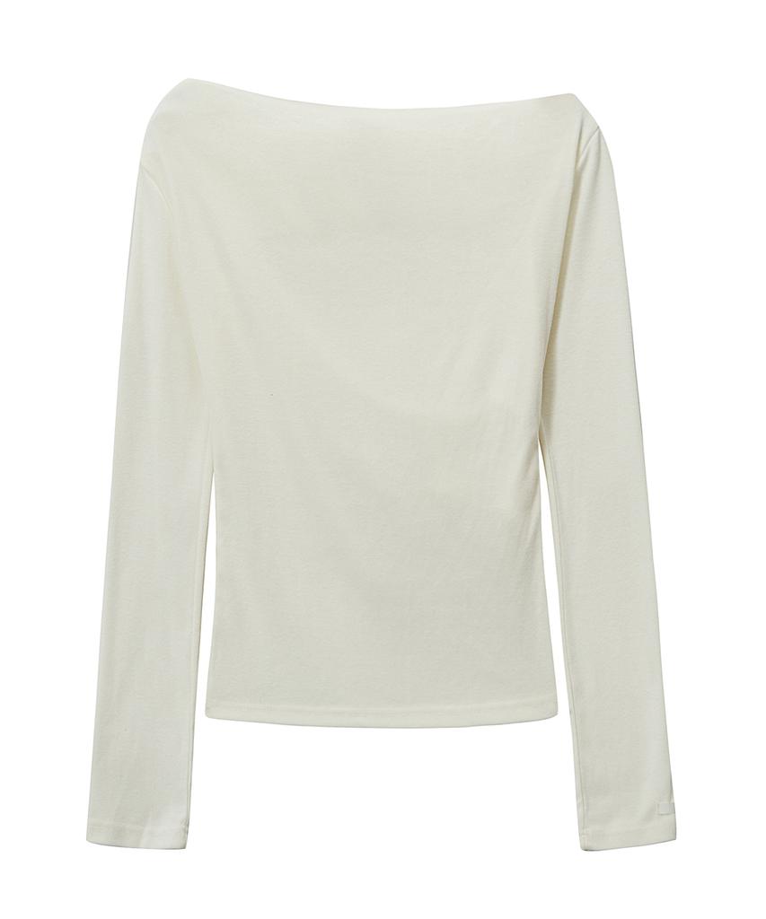 CNVS Boat Neck Draped Long Sleeve T-Shirt (3 Colors)