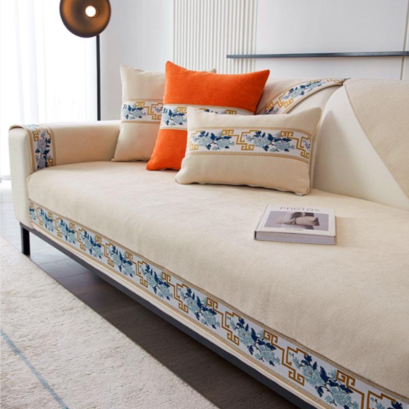 new chinese style Sofa Cover Cushion Four Seasons Sofa Towel Modern Simple Living Room Corner Couch Chenille polyester Armrest Towel