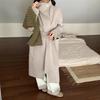 Autumn and winter high-end double-sided cashmere coat women's long stand-up collar button high-end loose temperament wool coat