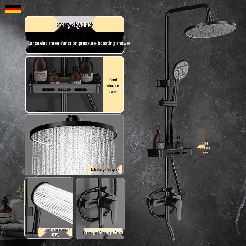 Скрытая черная душевая система Milin