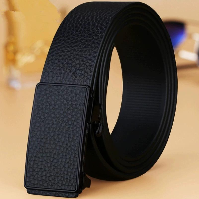 Men s Trendy Genuine Leather Automatic Buckle Belt 120 cm