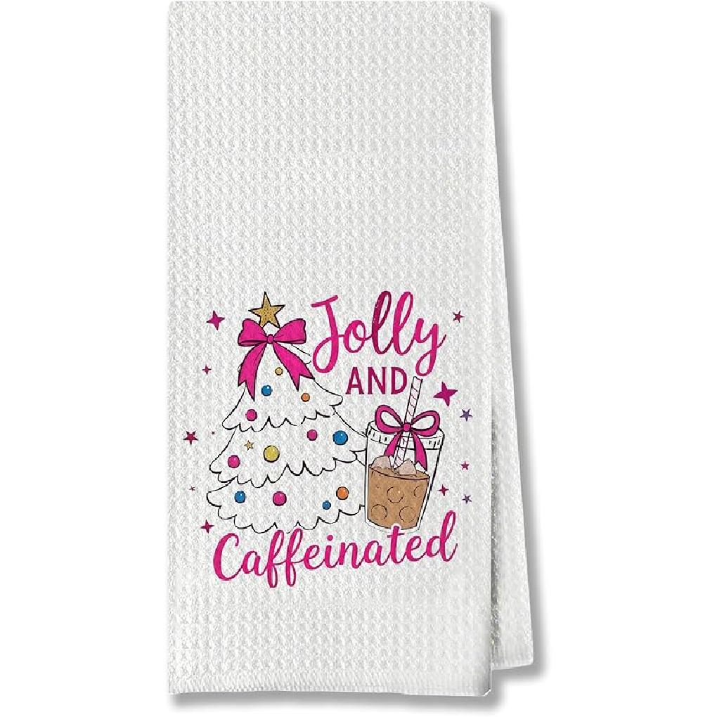 Christmas Lights Bow Kitchen Hand Towels for Bathroom, Holiday Dish Tea Towels, Christmas Decor, 16x24 Inch