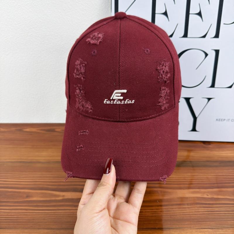 Hat Female Street New Ripped Baseball Cap Letter Embroidery Versatile Casual Couple Cap Male