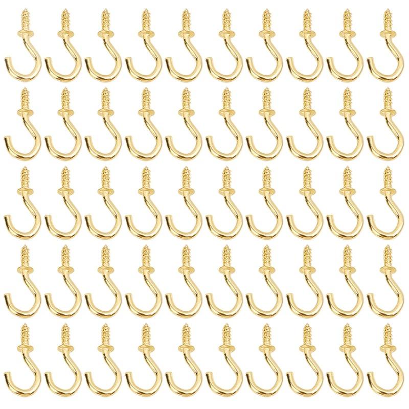 

100 шт. Крючки-шурупы Крючок-чашка С плечиком Шуруп Подвесной Сверхпрочный Чашка Удлинители A Держатели Дерево Крепление Легкий Домашний Складские Стойки gold-5pcs