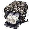Rucksack mit Leopardenmuster, mehreren Taschen und verstellbaren Trägern