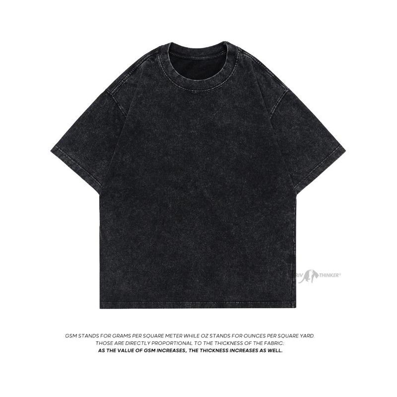 Heavy Fabric Vintage Men Oversized Tees 2026 Summer Short Sleeve Casual O Neck Man Tshirt Acid Washed T-shirts Tops