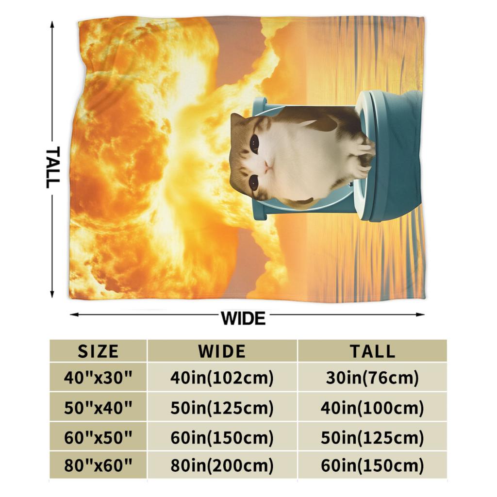 Explosion Toilet Meowl Cat Warm Soft Blanket Novelty Plane Travel Throw Blanket Couch Bed Flannel Bedspread Sofa Bed Cover