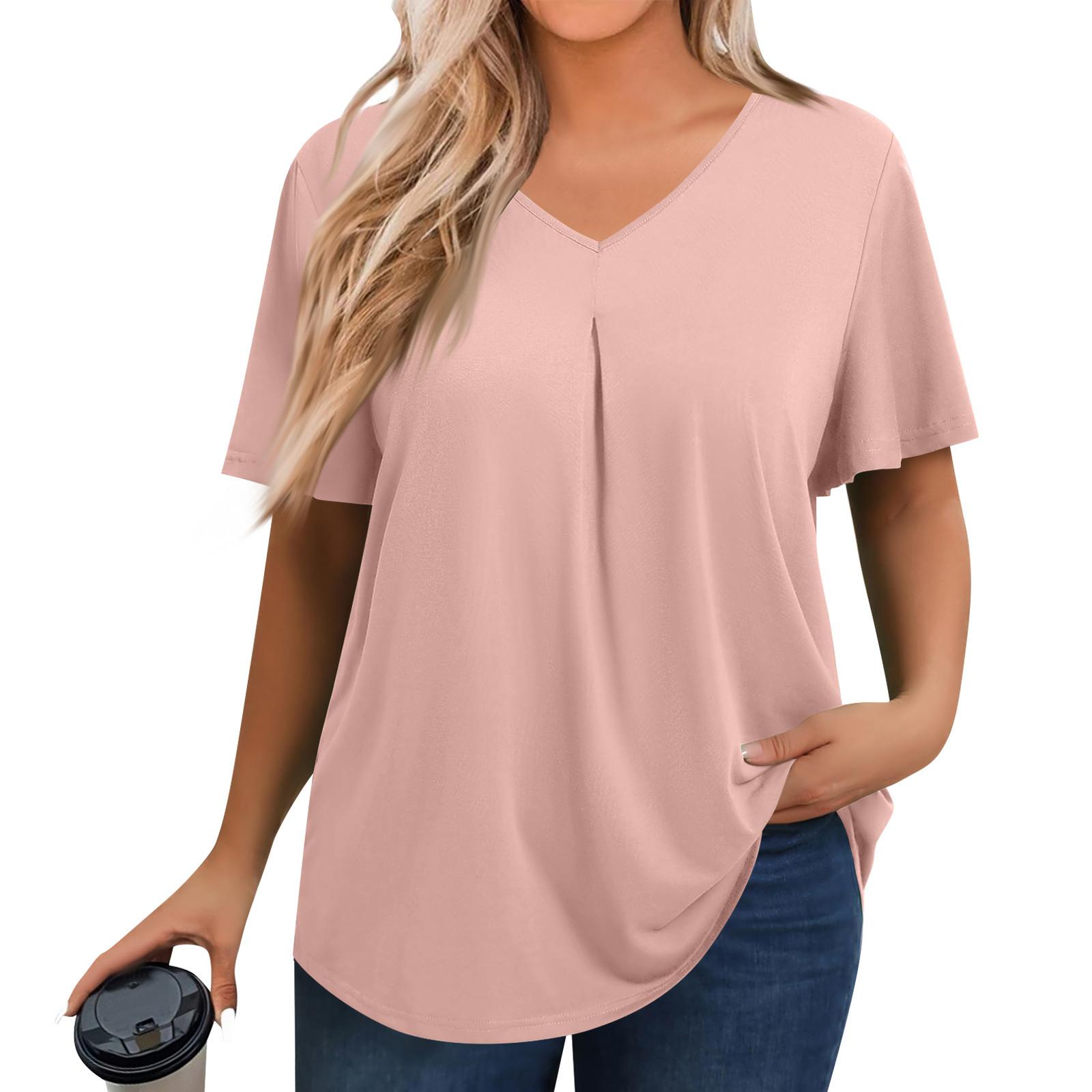 

Женские летние топы, повседневные, с оборками, коротким рукавом, круглым вырезом, свободные, плиссированные футболки M белый