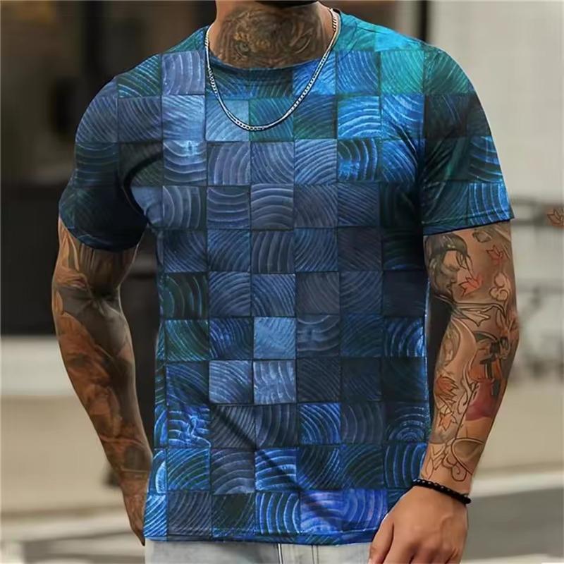 Summer Fun Men's Women's Fashion 3d Print Abstract Plaid Vintage High Quality Polyester T-shirt Casual Round Neck T-shirt