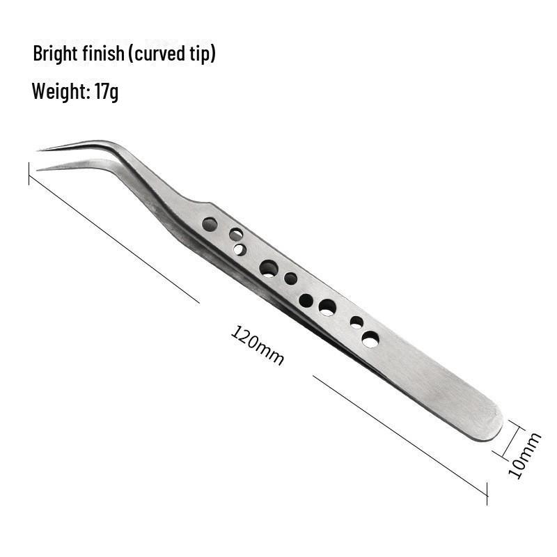 High Precision Stainless Steel Tweezers with Pointed Elbow for Electronic Mobile Phone Repair, DIY with Holes.