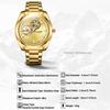 Gold Automatic Mechanical Watch for Men Luxury Skeleton Stainless Steel Waterproof Luminous Business Dress Wristwatch
