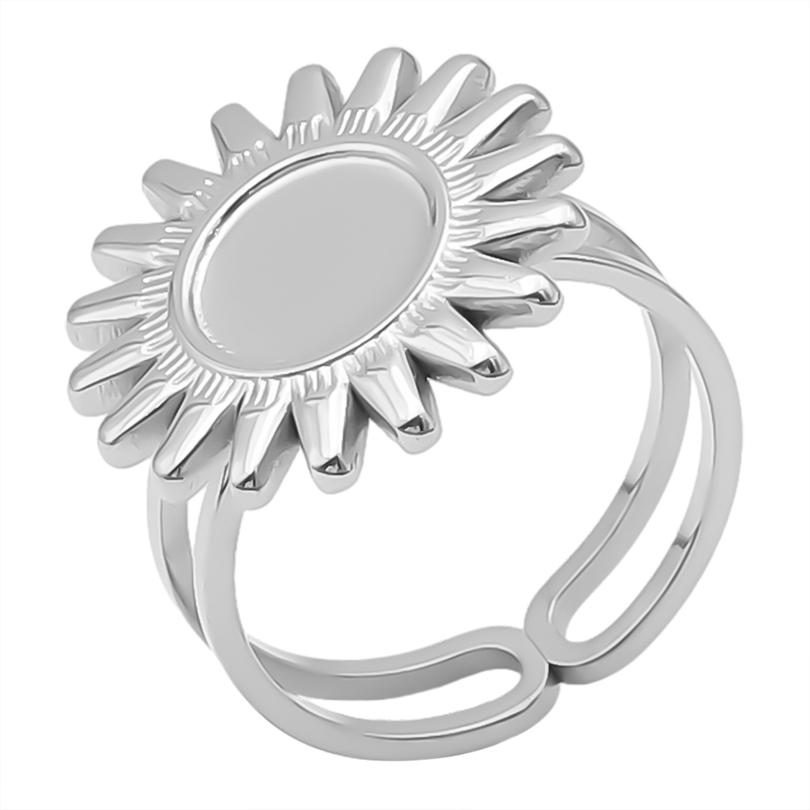 Geometria Semplice Moda Acciaio Inossidabile Anelli Aperti Per Donne Uomini Accessori Colore Argento Cuore Sole Rotondo Base Vuota Fai da Te Anillos