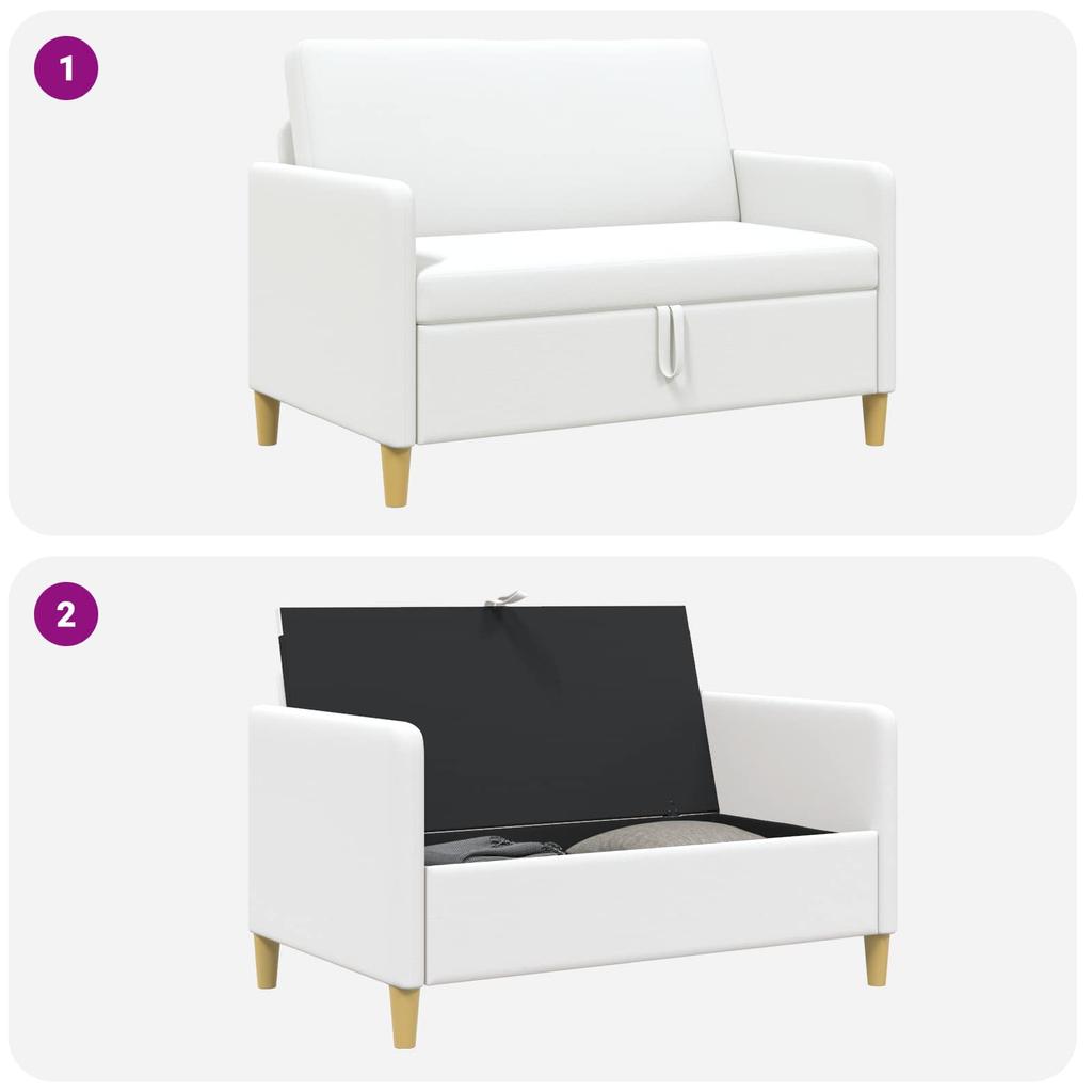 Storage Sofa in White 122 x 78 x 87 cm Polyester