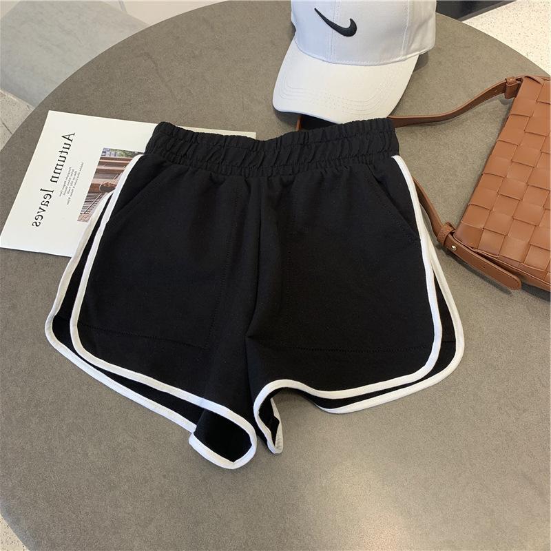 Classic Side Striped Sports Shorts for Women A-line White Edge Slim Loose Running Home Casual All-match Hot Pants Summer