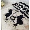 Niannyyhouse 20cm Plush Doll Clothes Set (Headband + Dress), Maid Outfit, Cotton Doll Clothes with Cross Letters, Baby Doll Clothes, Dress-Up (Black)