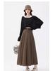 Women's High Waist Gray A-Line Pleated Mid-Length Skirt - Spring, Summer, Autumn 2025