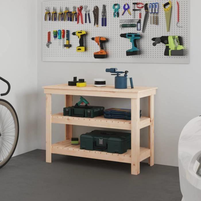 Banc de travail 110,5x50x80 cm Bois de pin massif