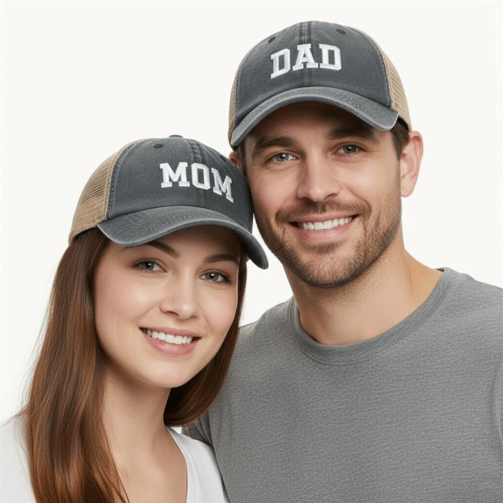 Visors DAD MOM Baseball Hats Mesh Net Sunscreen Hats Washed Distressed Faded Cap  for Man Women