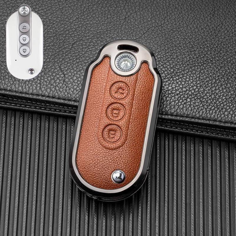 2022 Wuling Hongguang MINIEV Nyckelfodral i Legering och Läder: Fulltäckande dubbelsidigt metallskal med spänne