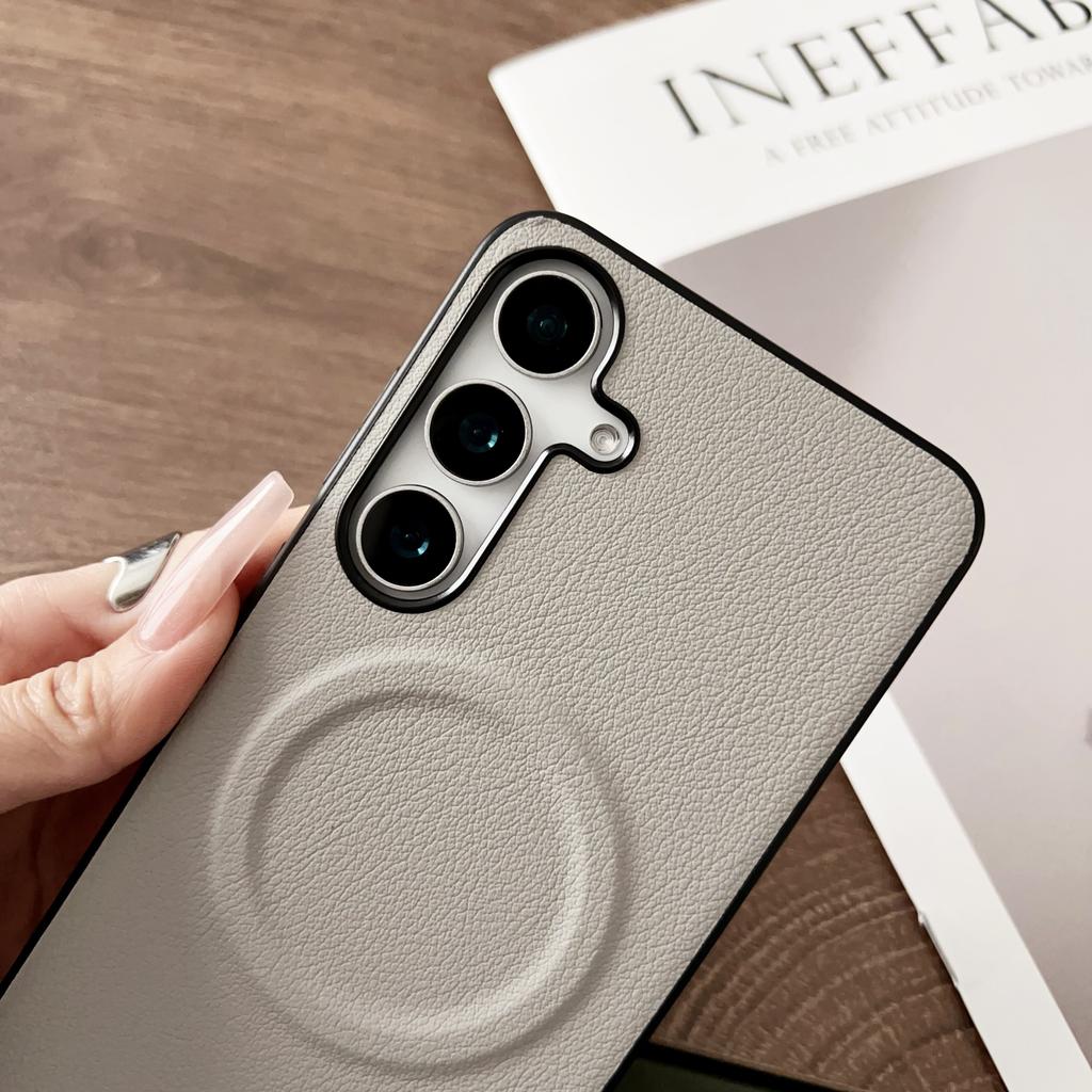 For Samsung Galaxy S25+ Magnetic Case PU + TPU Phone Back Cover