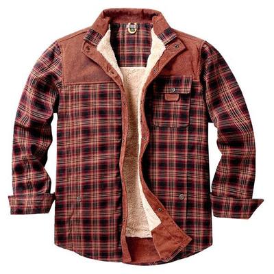 Plaid Shirt Men's Coat Plus Velvet Large Size Winter Warm Cotton Jacket