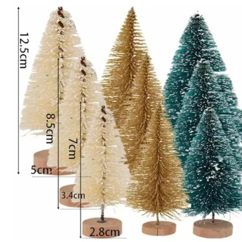 

9/36PCS Mini Christmas Tree Artificial Miniature Pine Tabletop Ornaments with Wood Base DIY Crafting Festival Party Decorations 9PCS(1set)