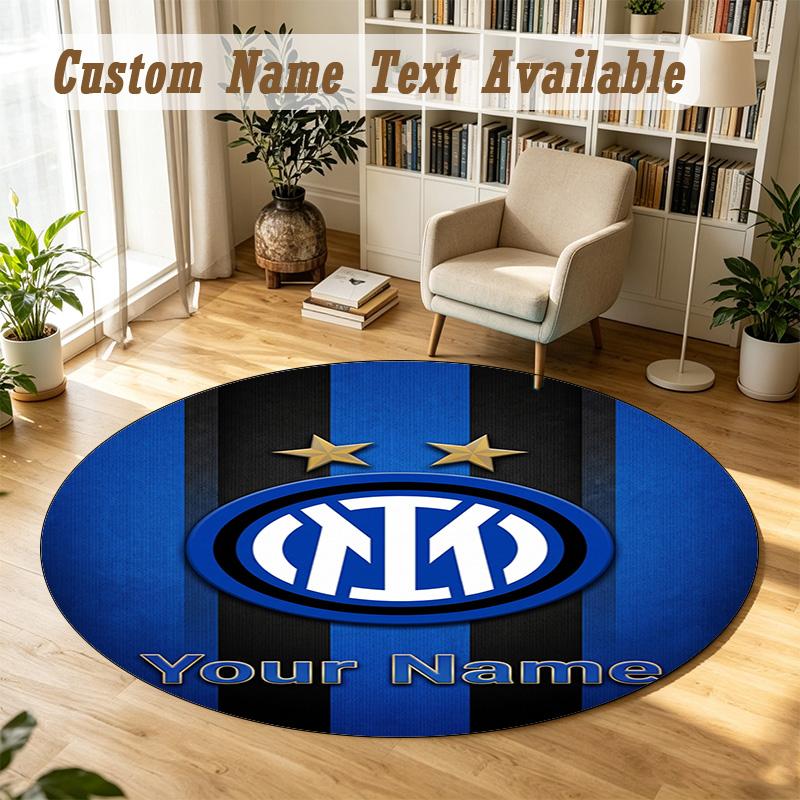 Round Rug Custom NameInter Milan Pattern Non Slip Carpet Home Floor Decor