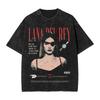 Lana Del Rey CANTANTE Maglietta Stampata Lavata Streetwear Hip Hop T-shirt Casual per Uomo Donna Cotone Streetwear