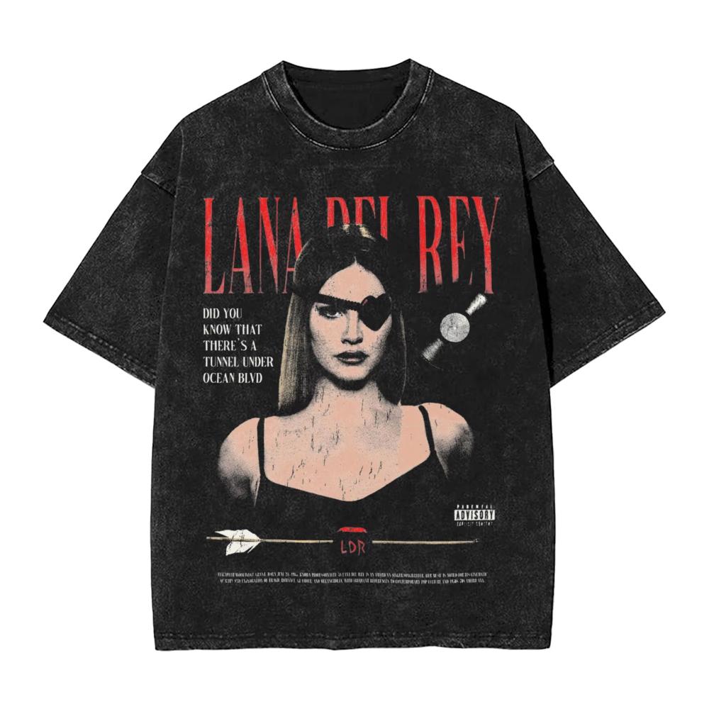 Lana Del Rey CANTANTE Maglietta Stampata Lavata Streetwear Hip Hop T-shirt Casual per Uomo Donna Cotone Streetwear