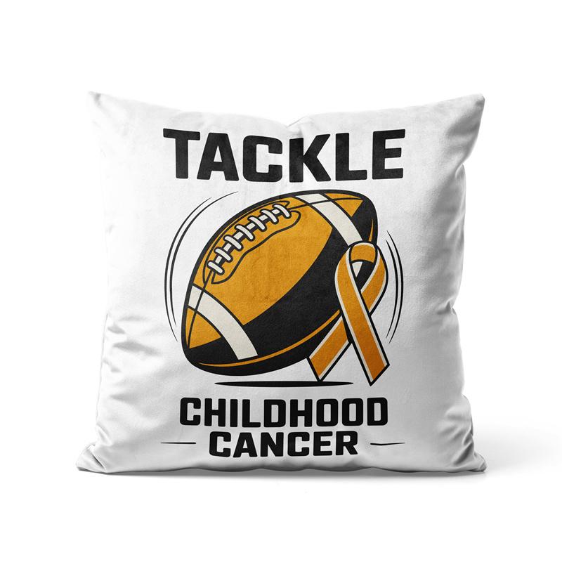 Gaslight Gatekeep Girlboss Childhood Cancer Awareness Pillow Cover Gold Ribbon Retro Groovy Wavy Design Cushion Case