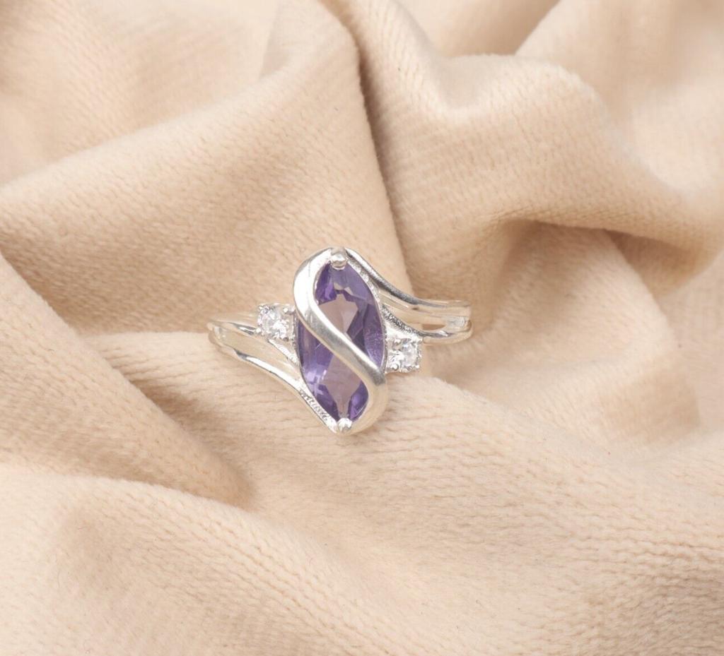 Natural Iolite Gemstone 925 Sterling Silver Jewelry Zircon Women Ring For Gift CZR-8-2
