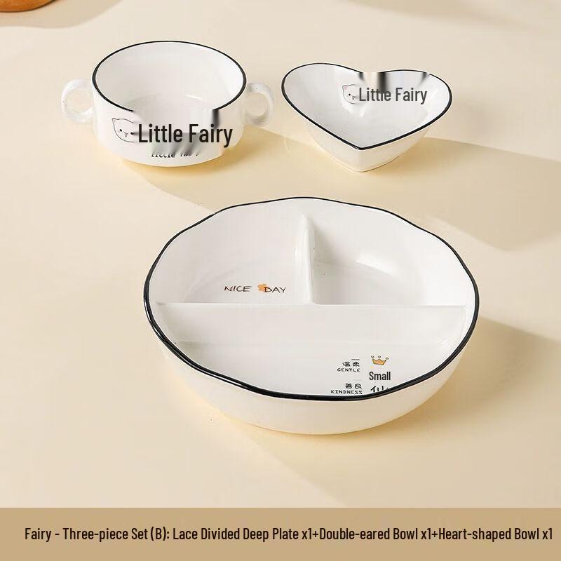 Ceramic 3-Compartment Portion Control Meal Plate with Lid