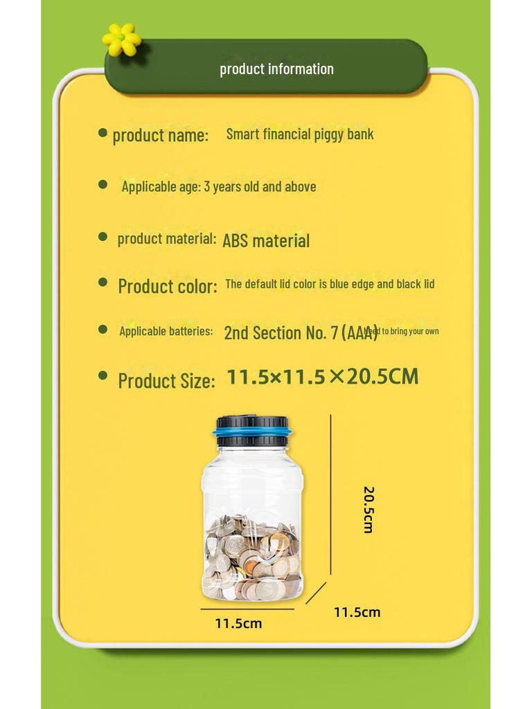 Inteligentny elektroniczny pojemnik na monety do liczenia - Skarbonka 1,8 l dla dzieci