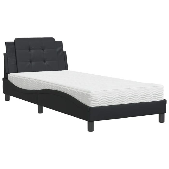 VidaXL Bed with Mattress, Upholstered Bed with Headboard Cushion, Single Bed, Adult Bed, Bedroom Furniture 3208838