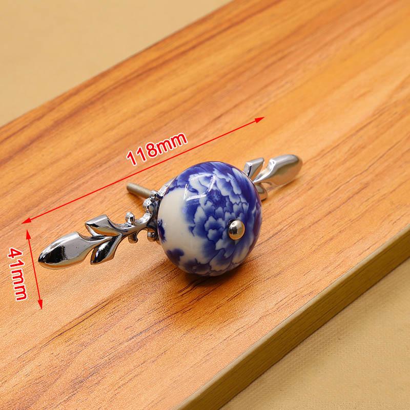 KAK 41mm China Blue and White Porcelain Ceramic Cabinet Handle and Pulls Kitchen Handles Drawer Knobs Furniture Handle and Knobs