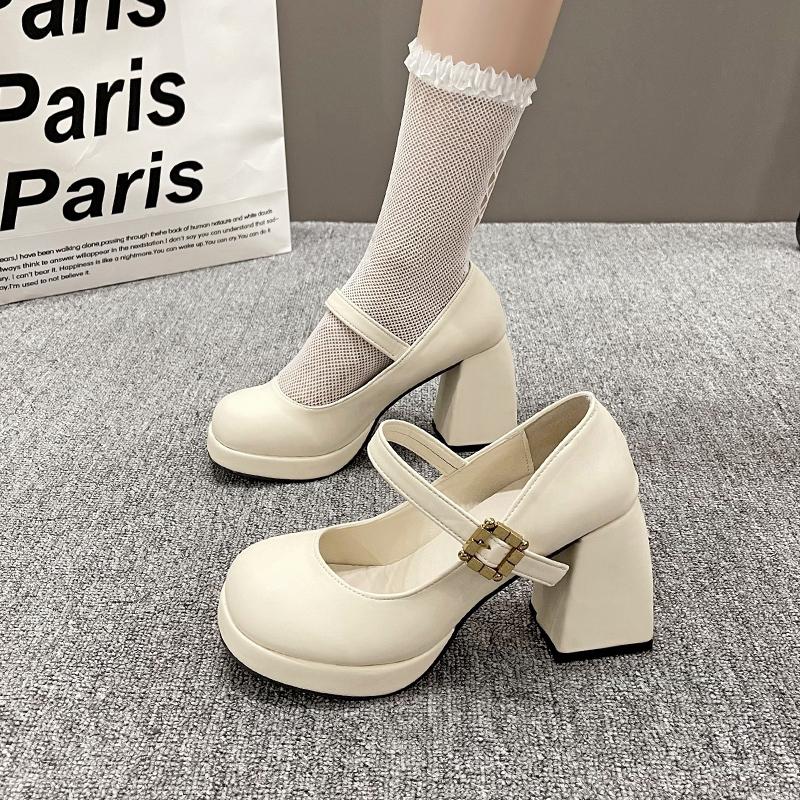 Fashion 2025 Summer New Women's High Heels Outdoor Shallow Chunky Heels Buckle Strap Mary Janes Fashion Elegant Party & Dress Pumps